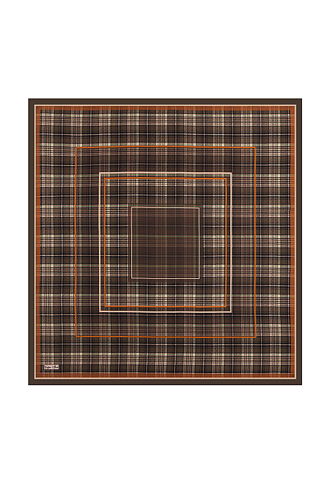 Brown Testament Pattern Twill Silk Square Scarf 