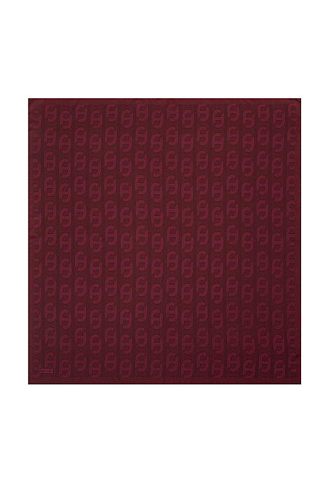 Burgundy Chain Pattern Twill Silk Square Scarf 