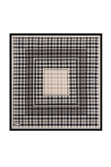 Cream Covenant Pattern Twill Silk Square Scarf 