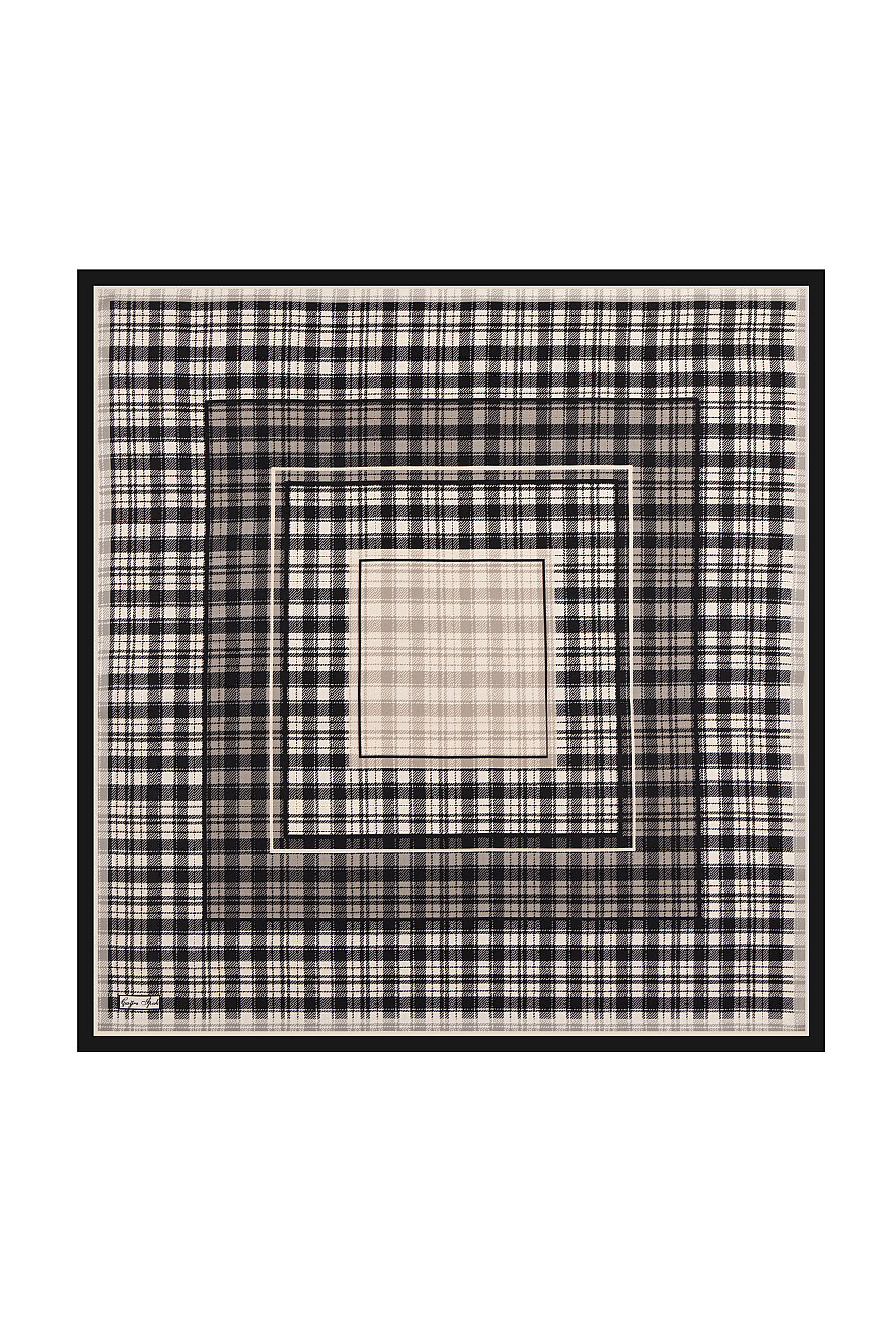 Cream Covenant Pattern Twill Silk Square Scarf - 1