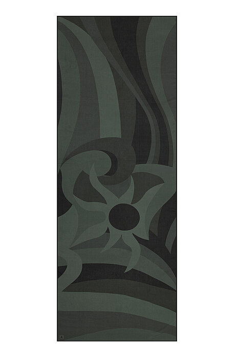 Dark Khaki Sun Pattern Demo Crepe Silk Scarf - 2