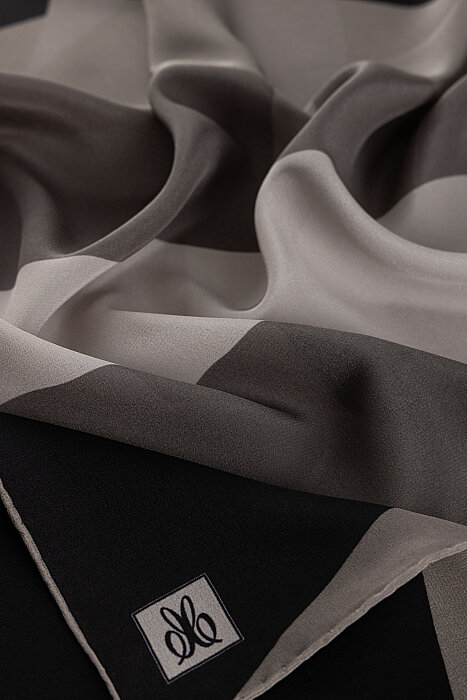 Dark Mink Sun Pattern Crepe Silk Scarf - 3