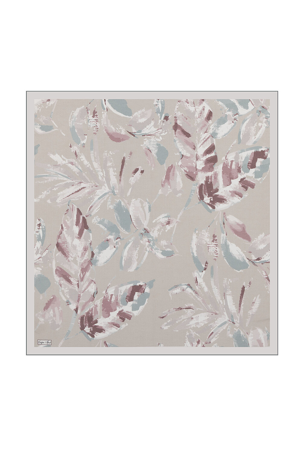 Dried Rose Floral Pattern Cotton Silk Square Scarf - 1