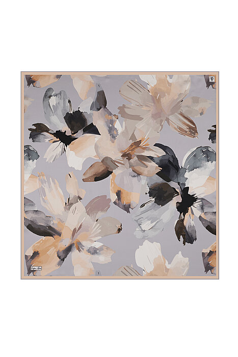 Gold Opal Pattern Twill Silk Square Scarf 