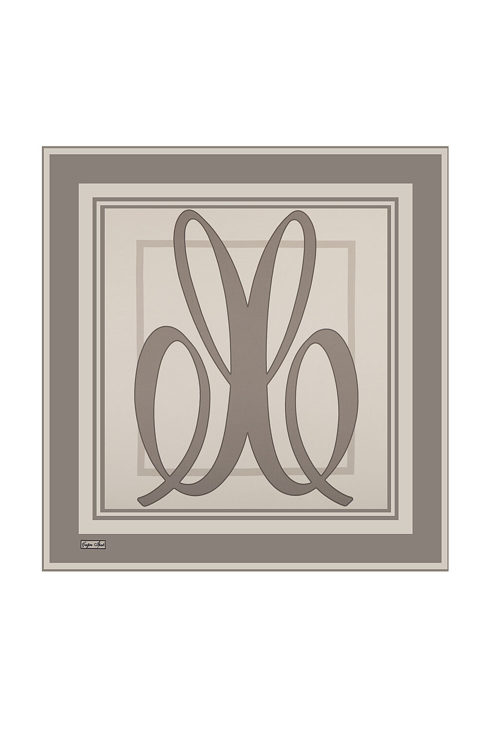 Gray Signature Pattern Sura Silk Square Scarf - 1