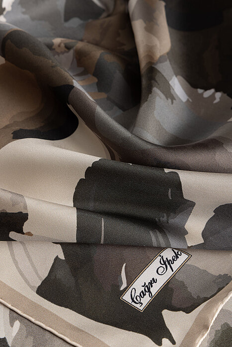 Haki Opal Desen Tivil İpek Eşarp - 2
