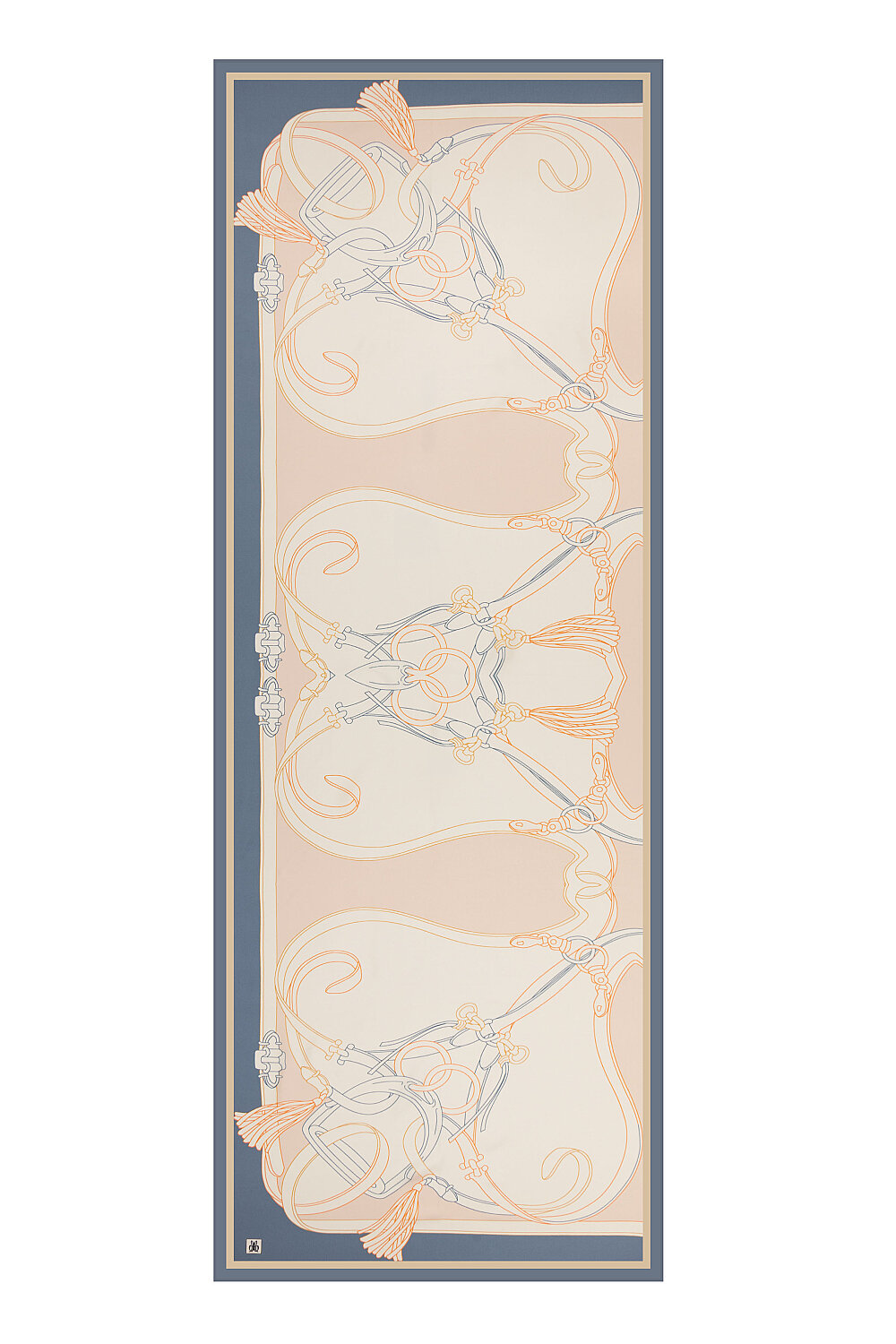 Indigo Salmon Aveline Pattern Twill Silk Scarf - 2
