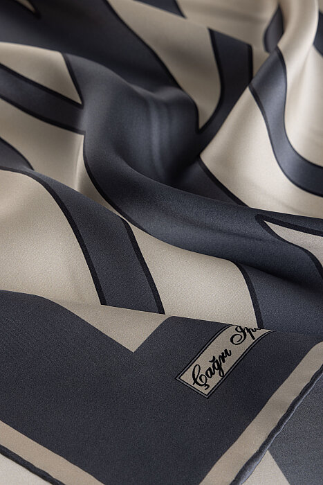 Indigo Signature Pattern Sura Silk Square Scarf (2)