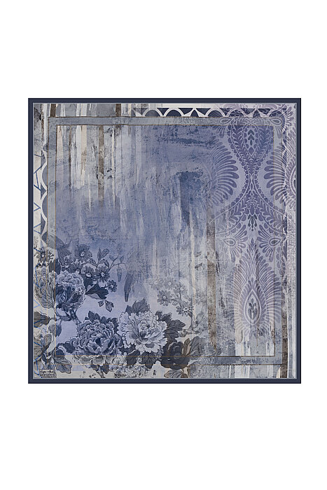 Lila Vintage Peony Desen Tivil İpek Eşarp 