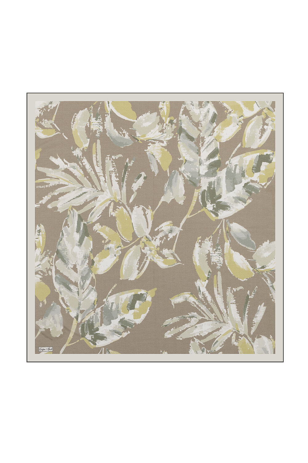 Mink Flora Pattern Cotton Silk Square Scarf - 1