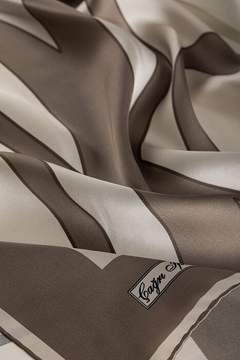 Mink Signature Pattern Sura Silk Square Scarf (2)
