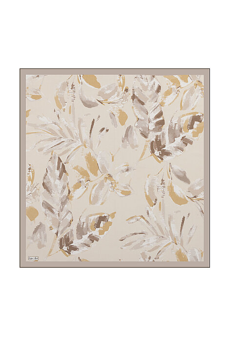 Mustard Flora Pattern Cotton Silk Square Scarf 