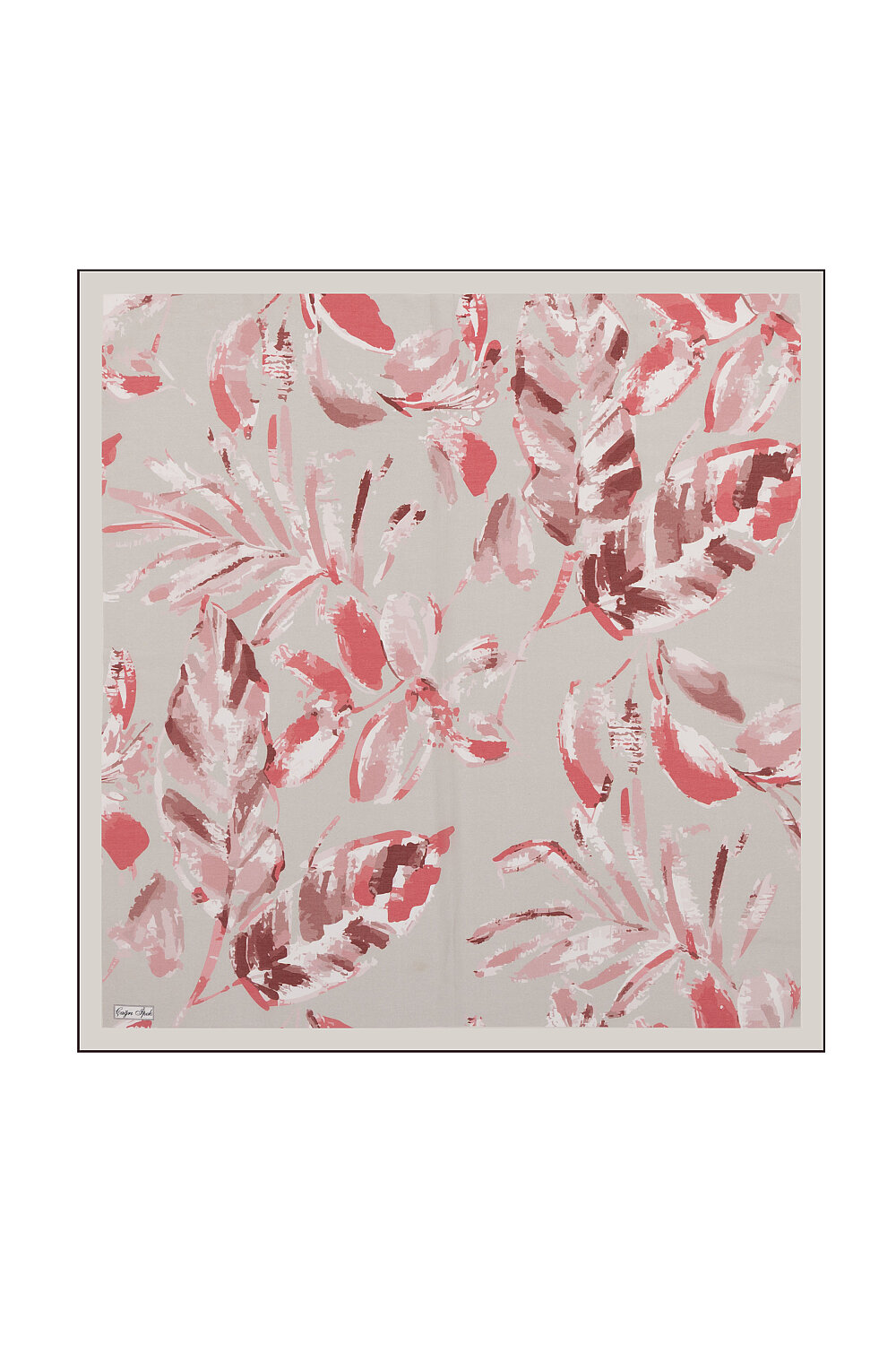 Pink Flora Pattern Cotton Silk Square Scarf - 1