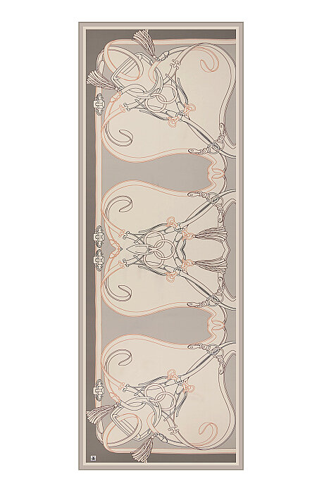 Smoke Grey Aveline Pattern Twill Silk Scarf (2)
